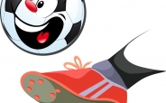 Foot Kicking Funny Soccer Ball Isolated Vector 3556242